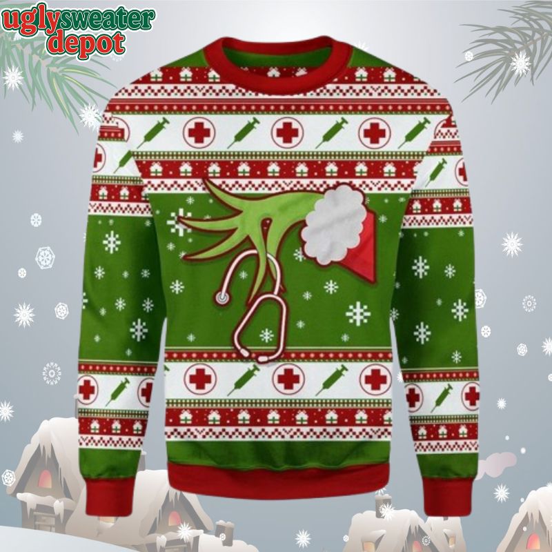 Grinch Nurse Merry Christmas Ugly Xmas Sweater