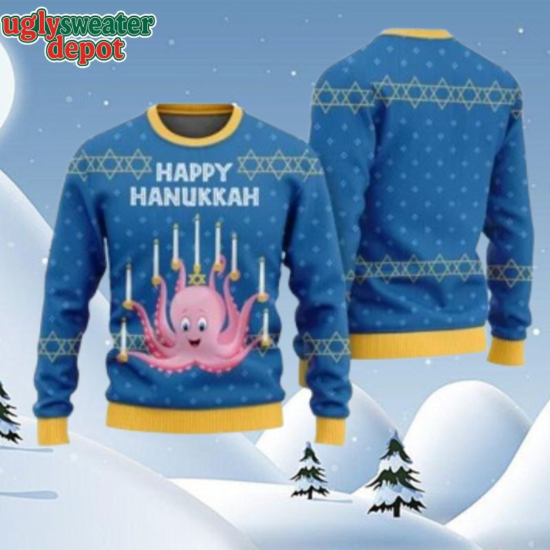 Happy Hanukkah Octopus Ugly Christmas Sweater