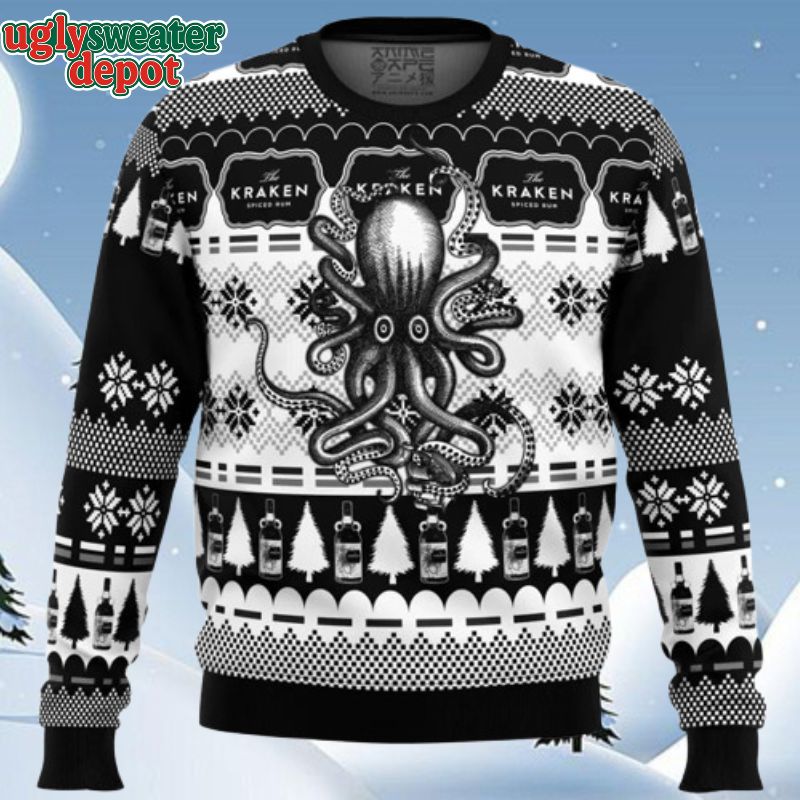 Kraken Black Spiced Rum Octopus Ugly Christmas Sweater