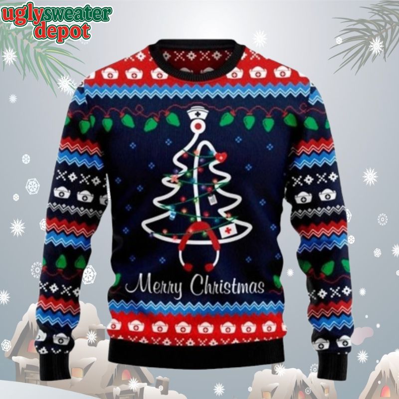 Merry Christmas For Nurse Xmas Decor Ugly Christmas Sweater