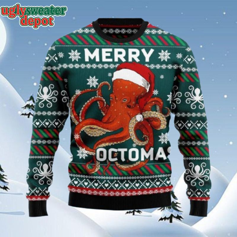 Merry Octomas Funny Ugly Christmas Sweater