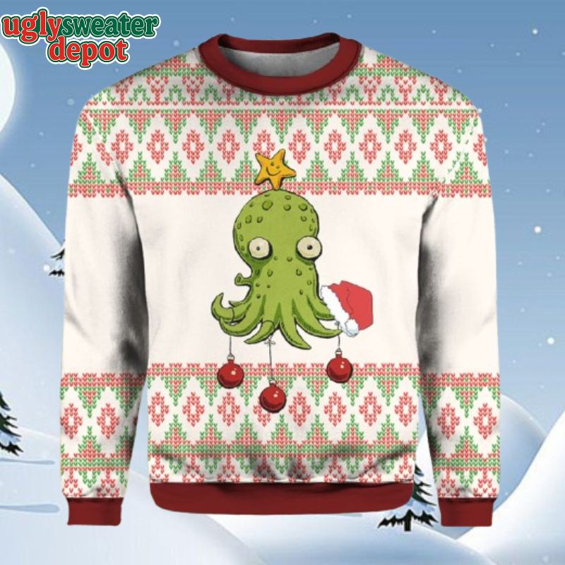 Octopus Christmas Tree Decor Ugly Christmas Sweater