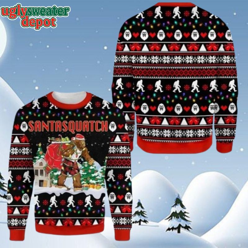Santasquatch Bigfoot Santa Claus Funny Ugly Christmas Sweater