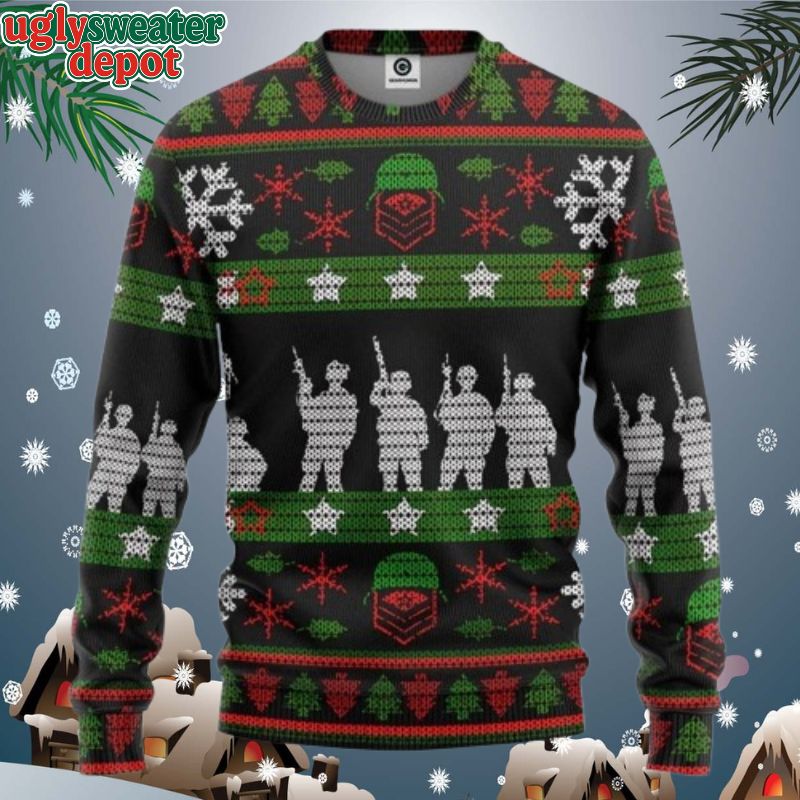 US Soldiers Present Veteran Ugly Christmas Sweater