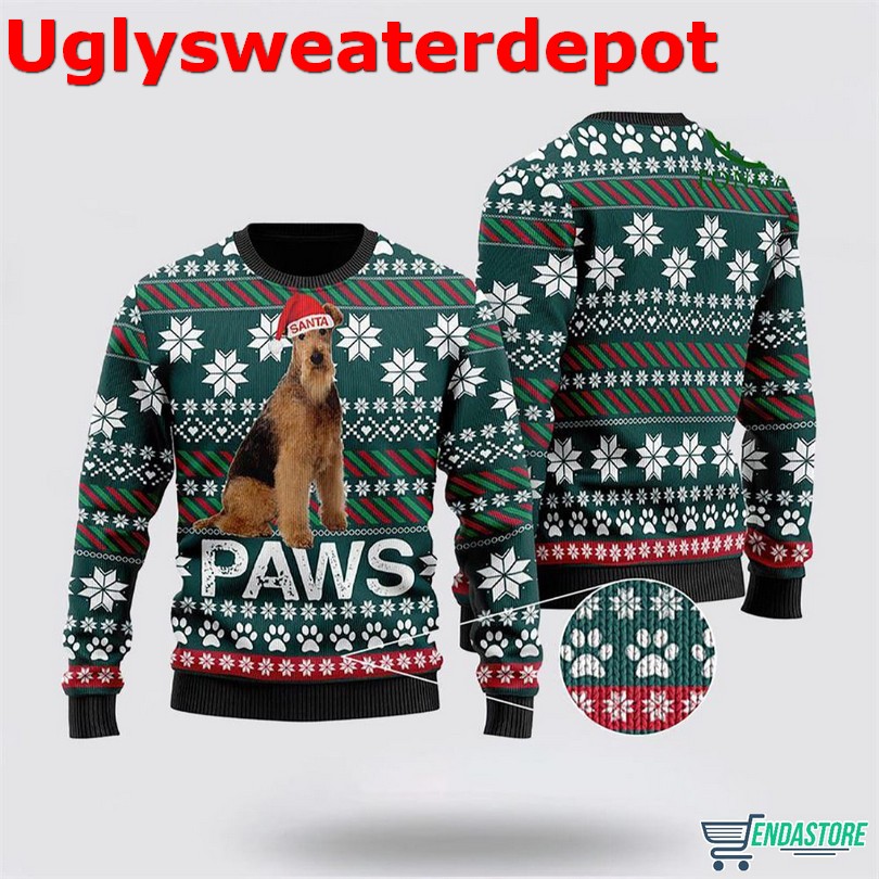 Airedale Terrier Santa Printed Christmas Ugly Sweater