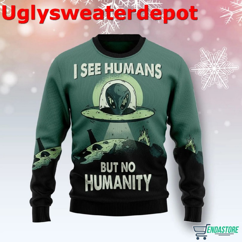 Alien No Humanity Ugly Christmas Sweater