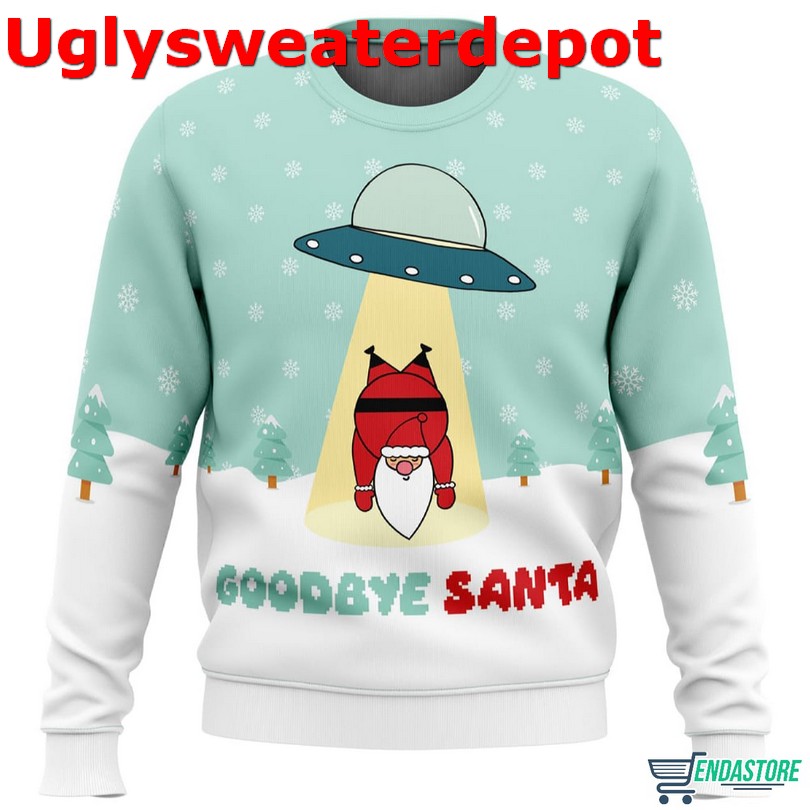 Alien UFO Goodbye Santa Christmas Sweater