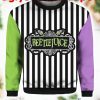 Beetlejuice Halloween Horror Movie Contrast Color Raglan Ugly Sweater Beetlejuice Halloween Horror Movie Contrast Color Raglan Ugly Sweater