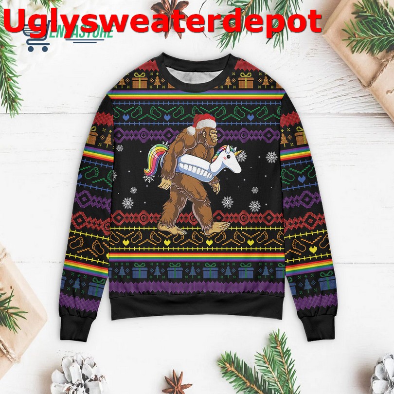 Bigfoot Pattern Cute Ugly Christmas Sweater Bigfoot Pattern Cute Ugly Christmas Sweater