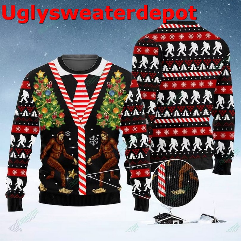 Bigfoot Santasquatch ugly Christmas sweater