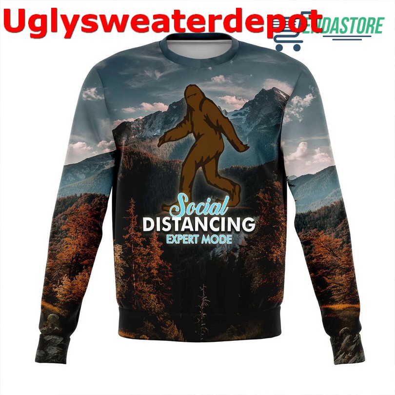 Bigfoot Through Snow Ugly Christmas Sweater
