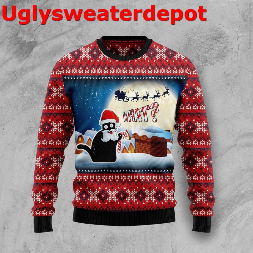 Black Cat Ride Flamingo Ugly Sweater Black Cat Ride Flamingo Ugly Sweater