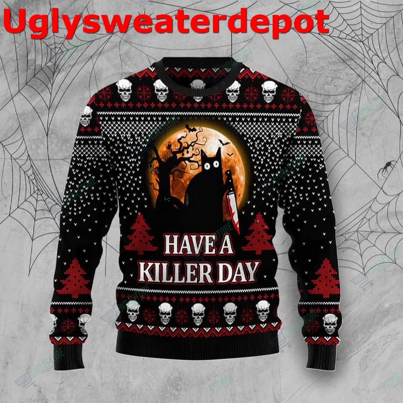 Black cat hello darkness Christmas sweater Black cat hello darkness Christmas sweater