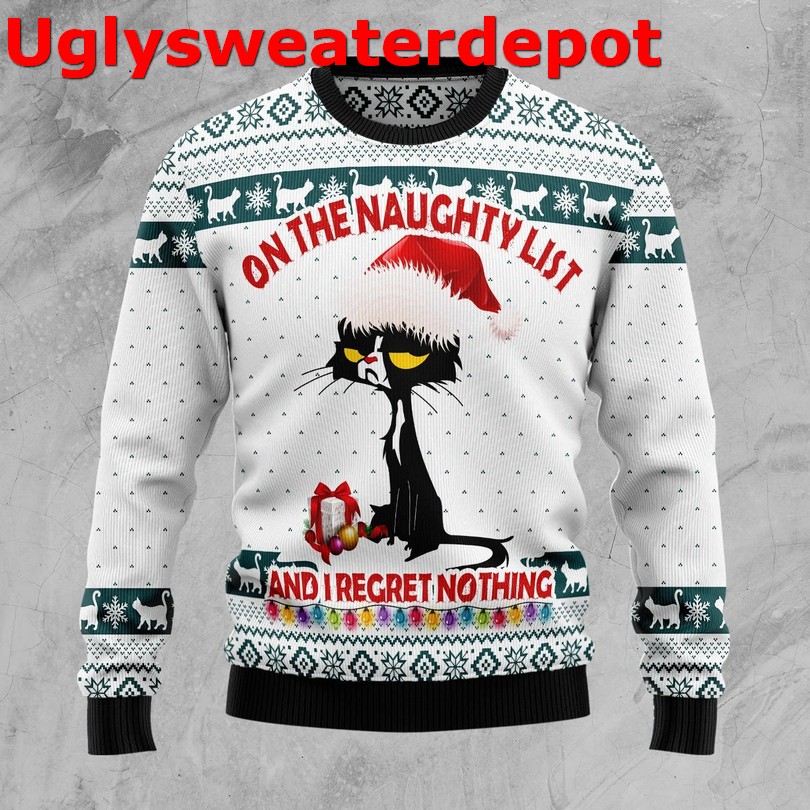 Black cat pine tree star Christmas sweater Black cat pine tree star Christmas sweater