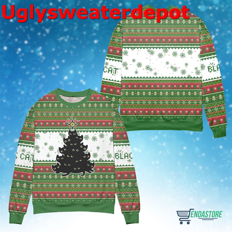 Black cat what murderous with knife  Christmas sweater