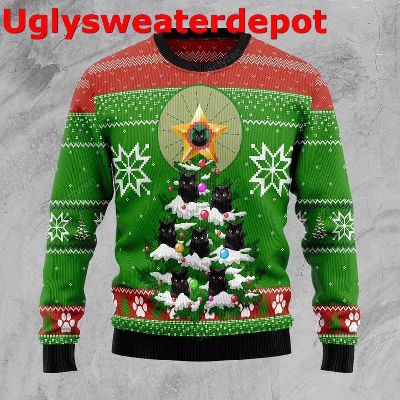 Black Cat pattern Christmas sweater