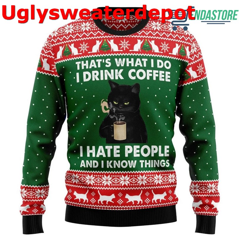 Black Cat What Christmas Ugly Christmas Sweater Black Cat What Christmas Ugly Christmas Sweater