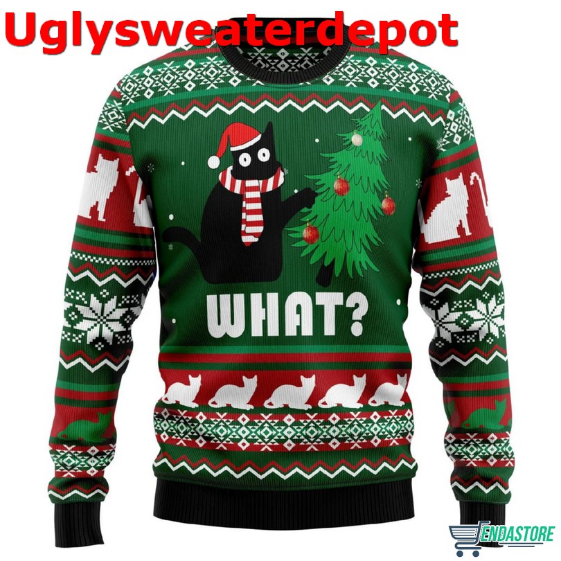 Black Cat What Halloween Sweater Black Cat What Halloween Sweater