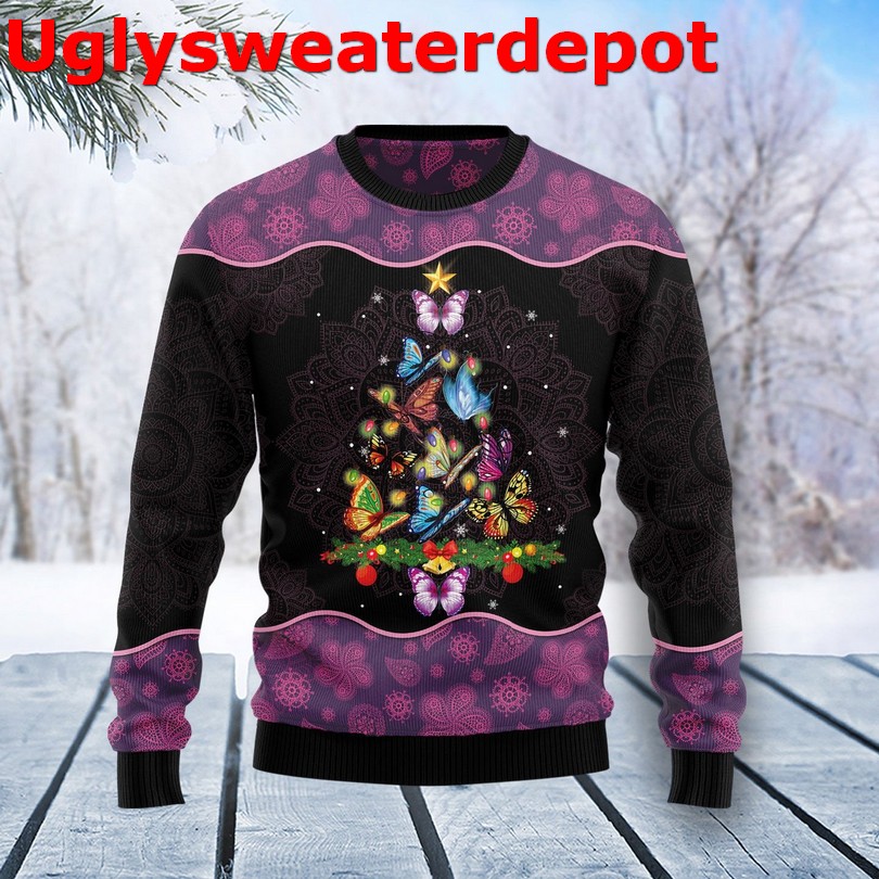 Butterfly Flowers Ugly Christmas Sweater Butterfly Flowers Ugly Christmas Sweater