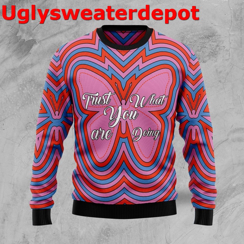 Butterfly wreath Christmas sweater