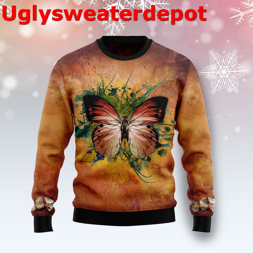 Butterfly tie dye Christmas sweater Butterfly tie dye Christmas sweater