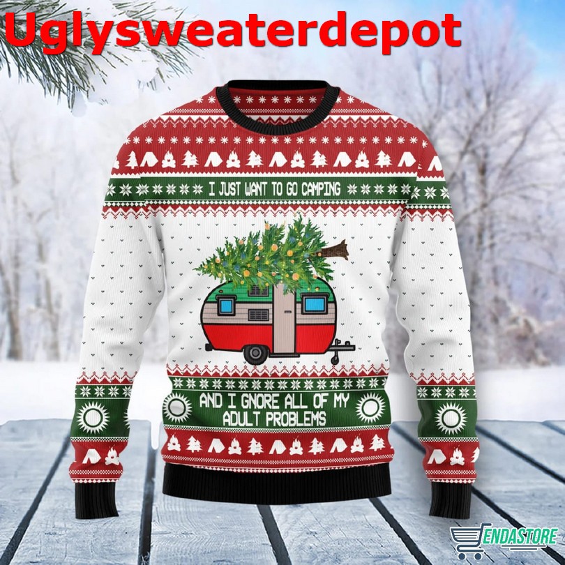 Camping T-rex Ugly Christmas sweater