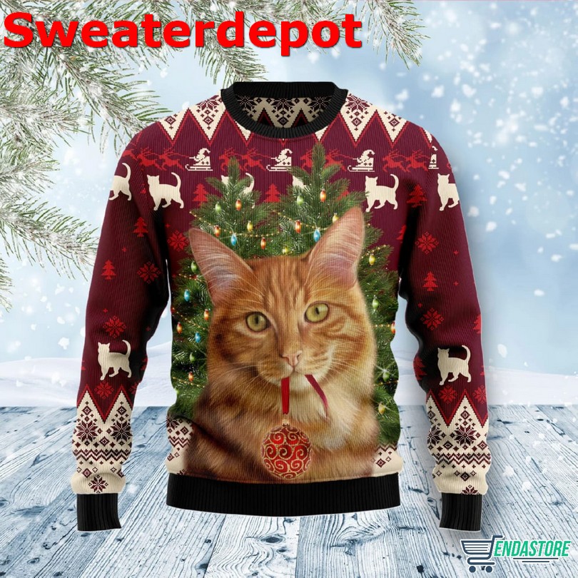 Cat Colorful Ugly Christmas Sweater Cat Colorful Ugly Christmas Sweater