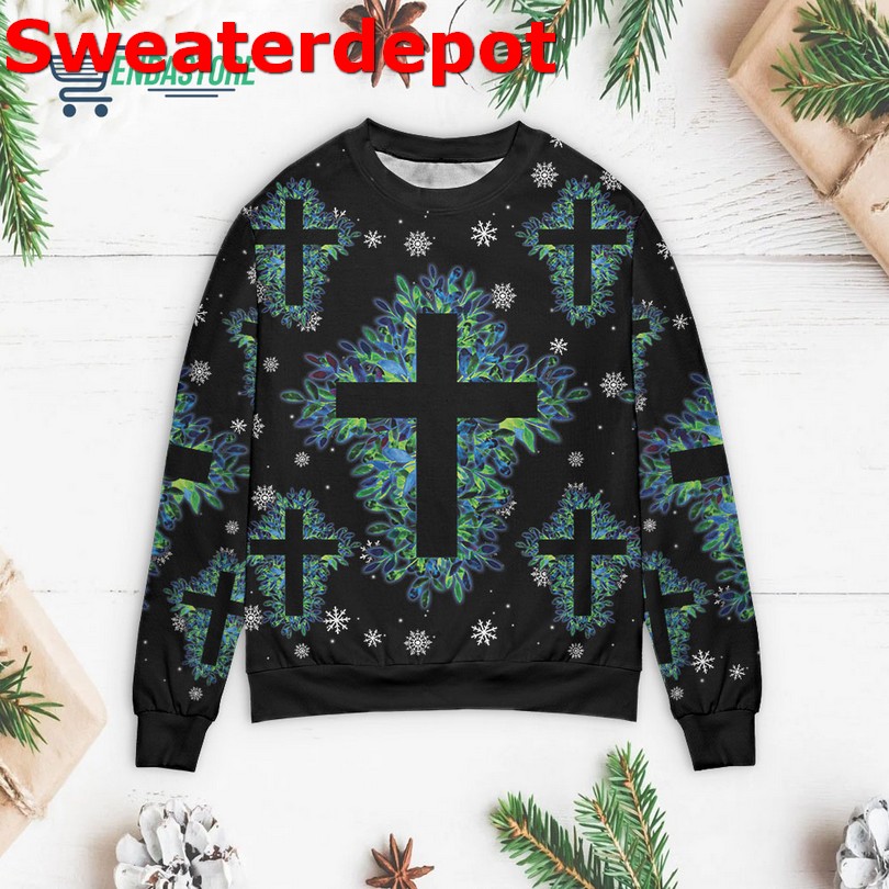 Christmas Gingerbread Cookies Cottagecore Boho Print Knit Pullover Sweater