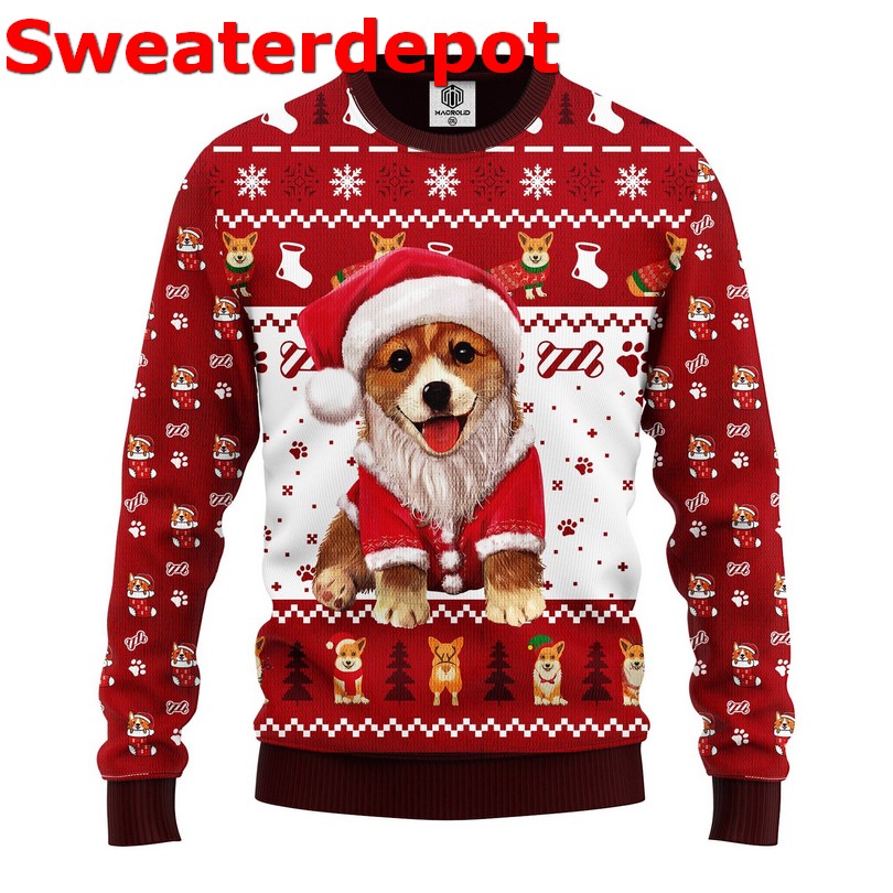 Corgi snow day Christmas sweater