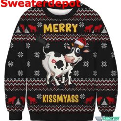 Cow Merry Kissmyass Christmas Sweater