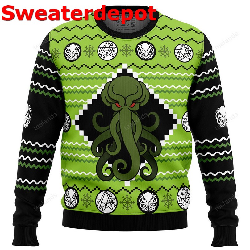 Cthulhu Christmas Green sweater