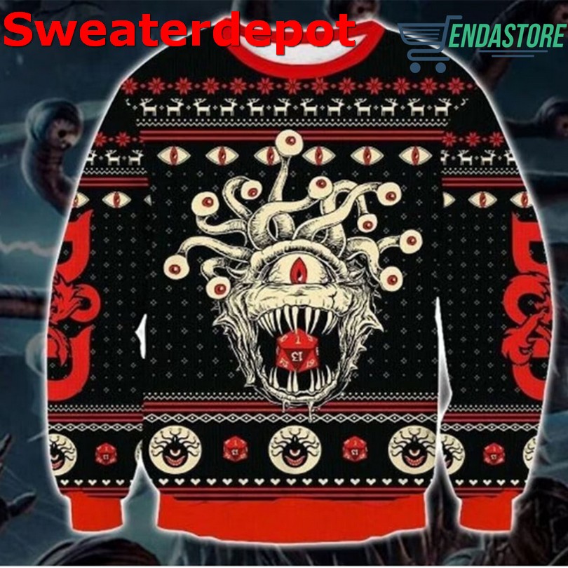 D20 Dungeons and Dragons Monster Christmas sweater