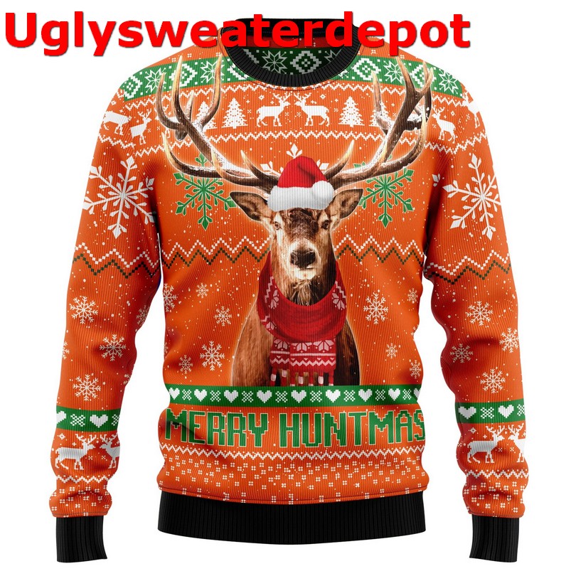 Deer Merry Huntmas Ugly Christmas Sweater