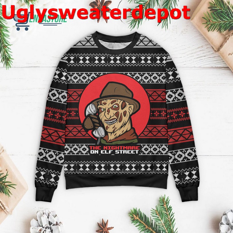Freddy Krueger the nightmare on Elf street Christmas sweater