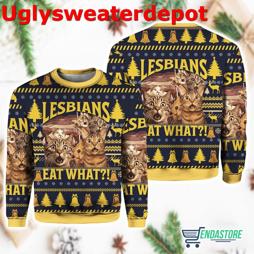 Lesbians Eat What Funny Cat Meme Christmas Ugly Sweater