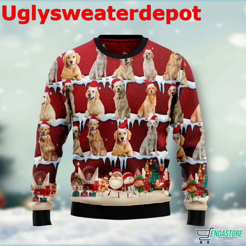 Golden Retriever Reindeer Ugly Christmas Sweater