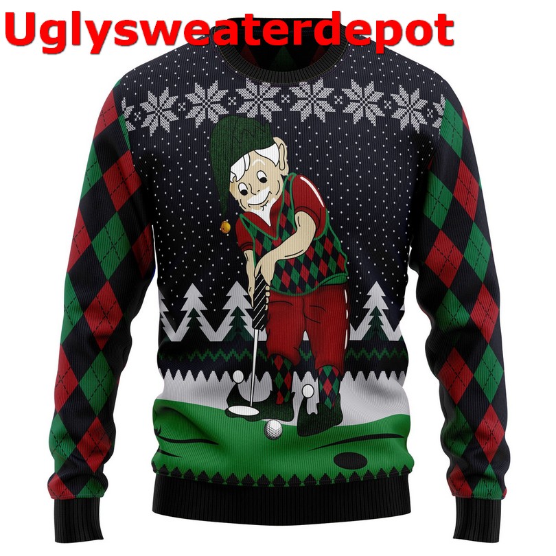Golfer Santa Ugly Christmas Sweater
