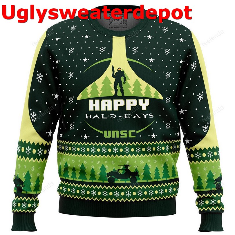 Happy Halo-days Halo Ugly Christmas Sweater PMLDMNB9 Happy Halo-days Halo Ugly Christmas Sweater PMLDMNB9