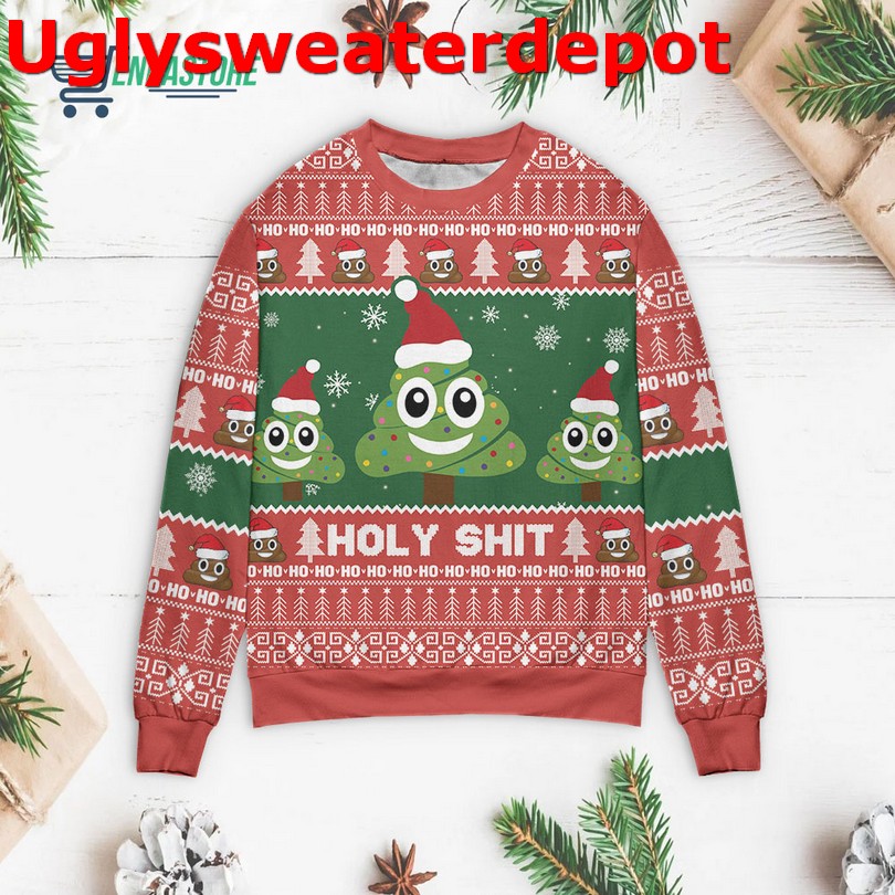 Holly jolly merry and bright pattern Christmas sweater Holly jolly merry and bright pattern Christmas sweater